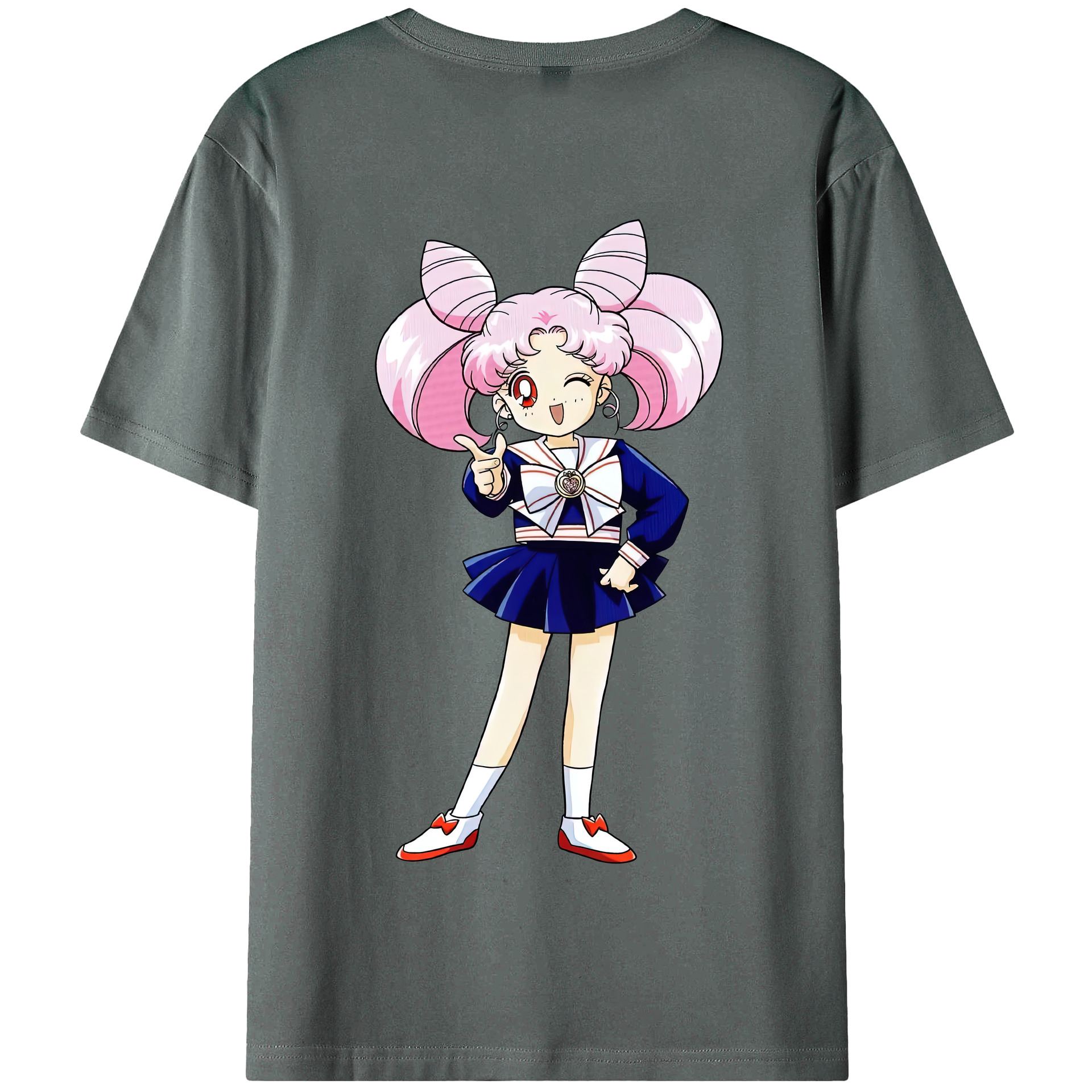 （画像用） 美少女戦士セーラームーン ちびうさ Sailor Moon Chibiusa Tsukino Usagi Small Lady Serenity 綿100％半袖Tシャツ（背面プリント）